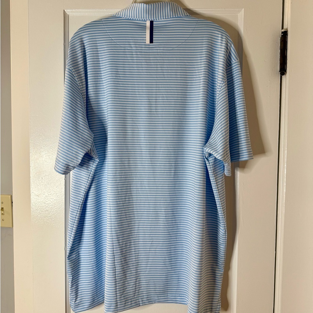 NWOT Rhoback Whaler Heather Stripe Birdie Blue Polo Performance Polo in XXL - Picture 2 of 7